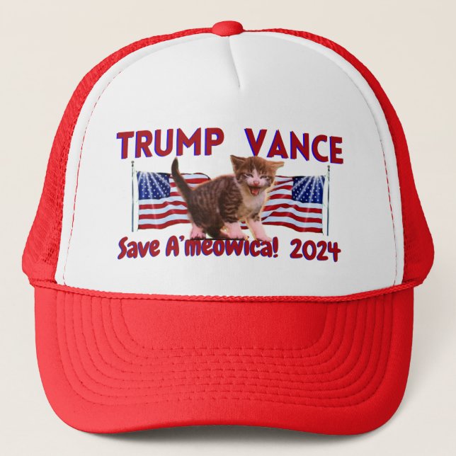 Casquette TRUMP Vance Save A'meowica ! Chat mignon (Devant)