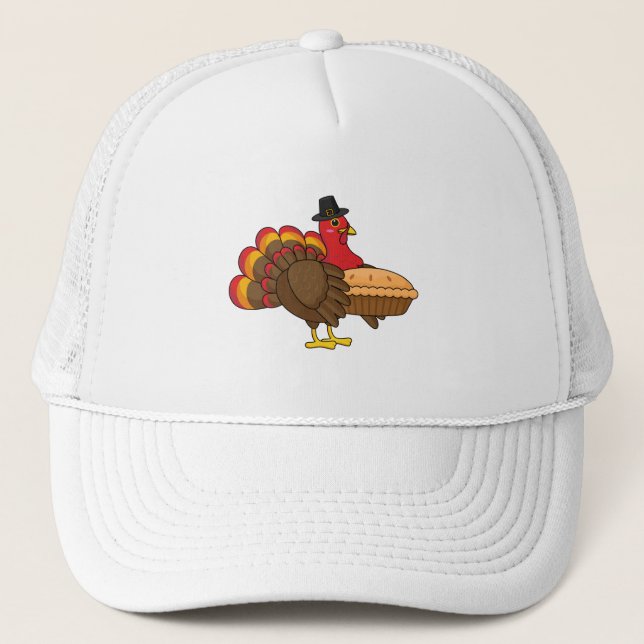 Casquette Turquie mignonne avec tarte Citrouille Thanksgivin (Devant)