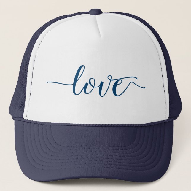 Casquette Typographie de script bleu d'amour (Devant)