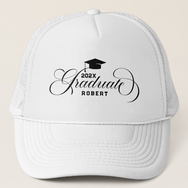 Casquette Typographie de script noir - Graduate Texte person (Devant)