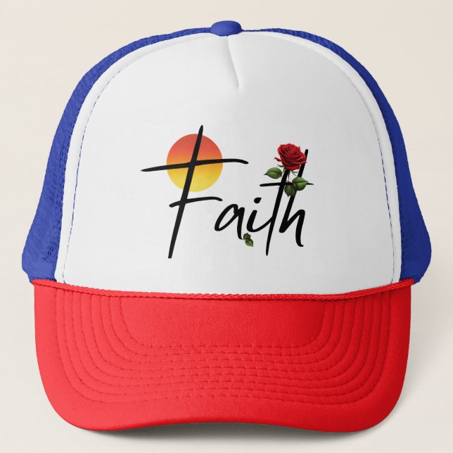 Casquette Typographie Faith Black avec rose (Devant)