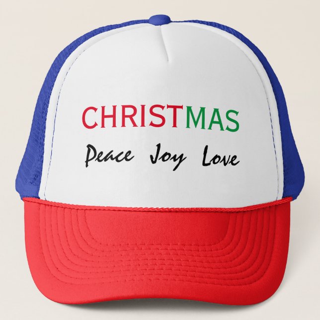 CASQUETTE TYPOGRAPHIE PAIX JOIE AMOUR NOËL (Devant)