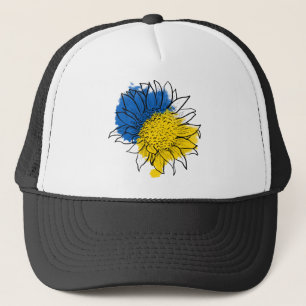Casquette Ukraine Soutien aux tournesols bleu et jaune