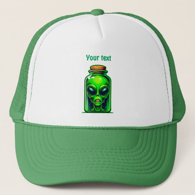 Casquette Un Alien vert dans une bouteille de Neon Illustrat (Devant)