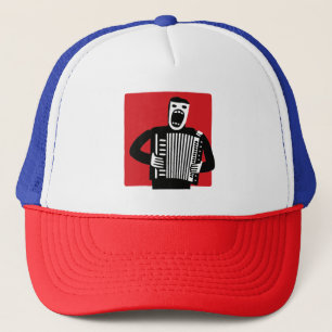 Casquette un autre joueur d'accordéon qui hurle bruyamment