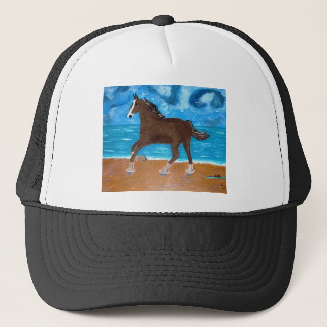 Casquette un cheval sur la plage (Devant)