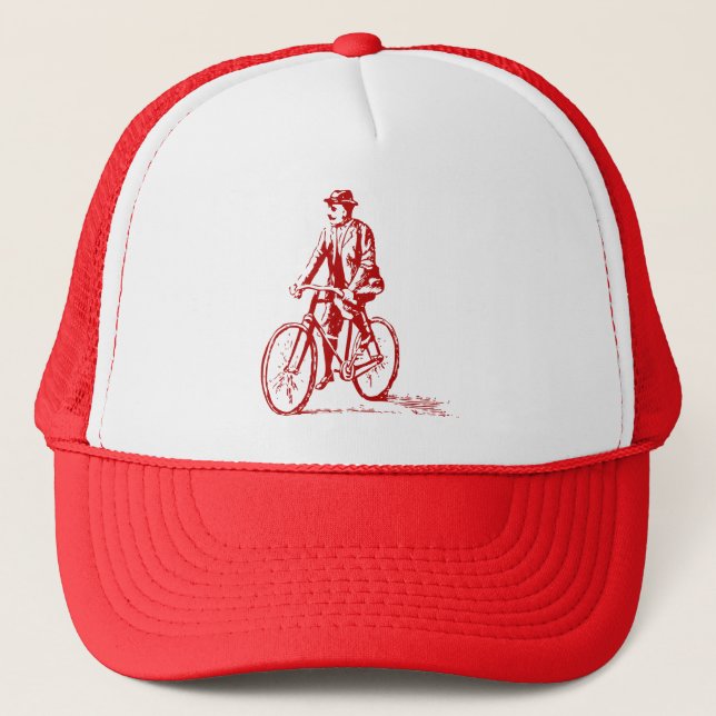 Casquette Un homme en vélo - Ruby Red (Devant)