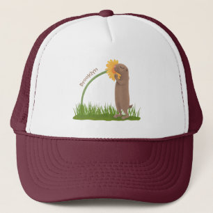 Casquette Un mignon chien de prairie reniflant la caricature