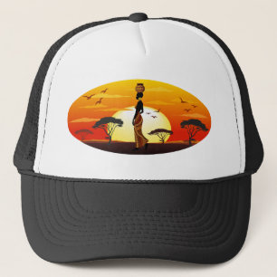 Casquette Une belle femme africaine Silhouette sur les solei