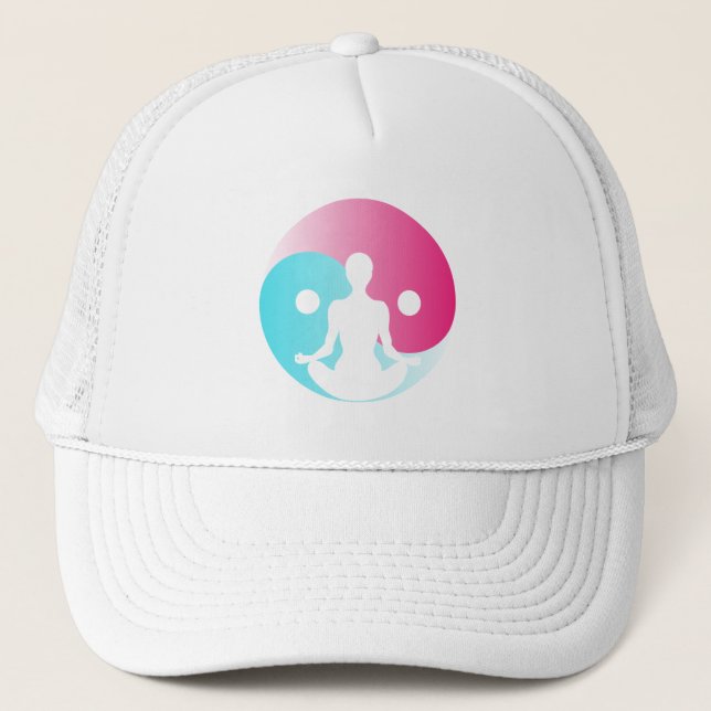 Casquette Une jeune fille pratique le yoga devant le panneau (Devant)