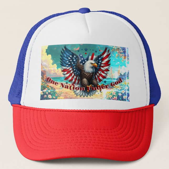 Casquette Une nation sous le chapeau de Dieu Trucker (Devant)