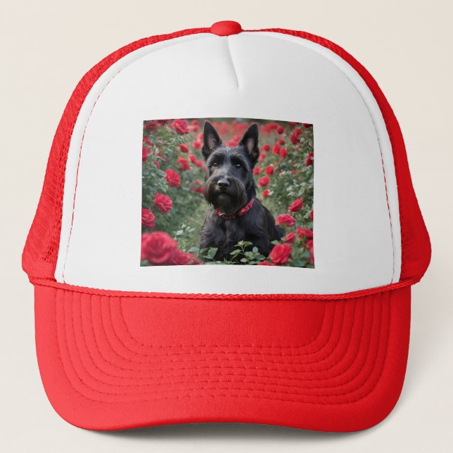 Casquette "Une rose rouge pour le Terrier écossais noir" (Devant)