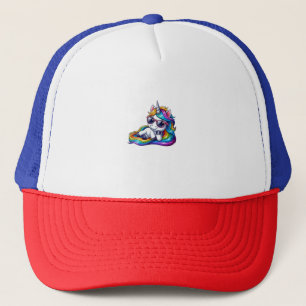 Casquette Unicorne arc-en-ciel cool avec lunettes de soleil