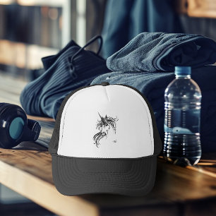 Casquette Unicorne d'encre noire tribale