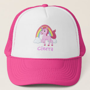 Casquette Unicorne rose arc-en-ciel Nom personnalisé