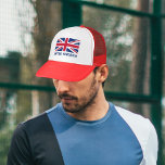 Casquette Union Jack vintage (texte bleu "Royaume-Uni")<br><div class="desc">Portez l'Union Jack où que vous soyez avec ce casquette élégant ! Dispose d'un design vintage/usé UK Flag avec le texte "Royaume-Uni" en dessous. Texte bleu (d'autres couleurs sont disponibles).</div>