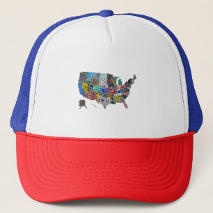 Casquette US American United States Map Flag License Plate A