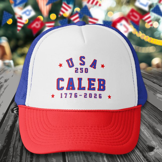 Casquette USA 250 America's Anniversary Add Name 4th of July (Créateur téléchargé)