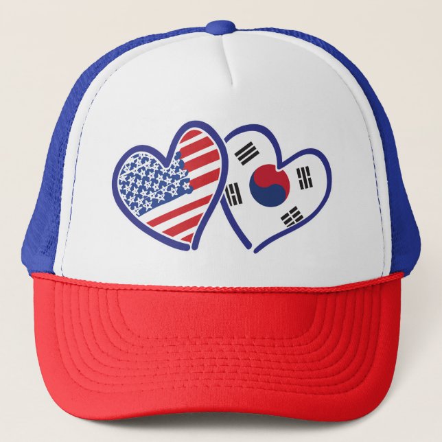 Casquette USA Corée du Sud aime les coeurs (Devant)