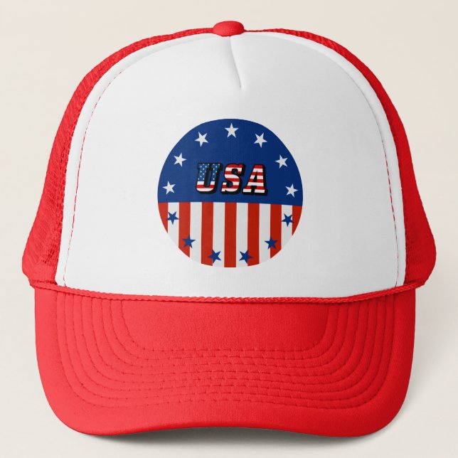 Casquette USA - Drapeau américain et étoiles en cercle (Devant)