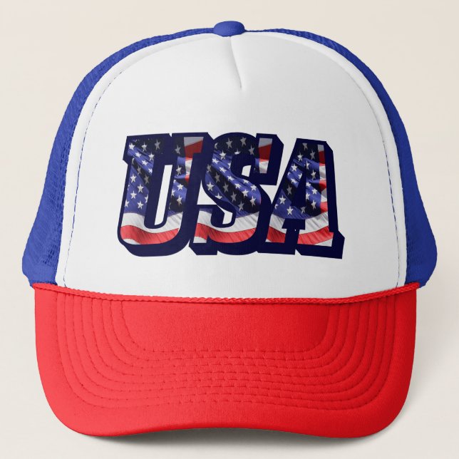 Casquette USA Flag Letters, American Flag Trucker Hat (Devant)