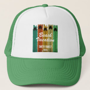 CASQUETTE VACANCES À LA PLAGE AVEC PALMIERS VINTAGE SUR MESU