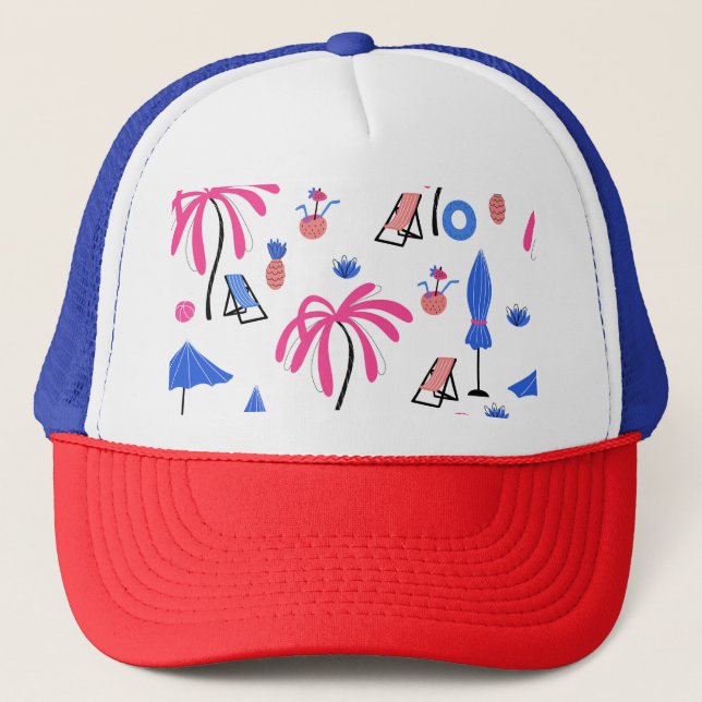 Casquette Vacances d'été : Palm Trees Ananas Motif (Devant)
