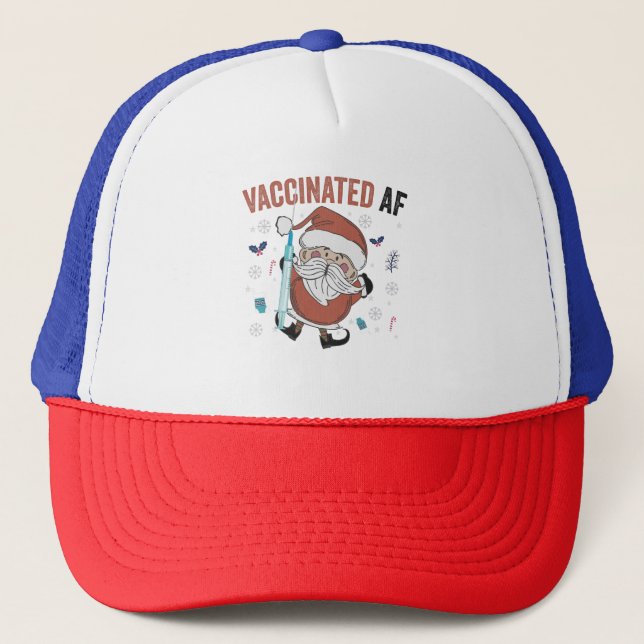 Casquette Vacciné af Funny Christmas Vacciné Père Noël (Devant)