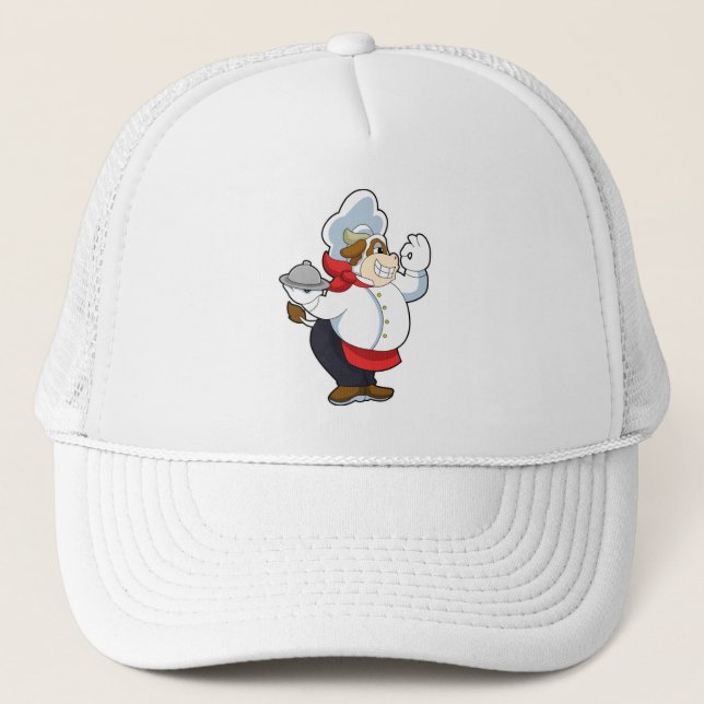 Casquette Vache comme serveur avec assiette servante (Devant)