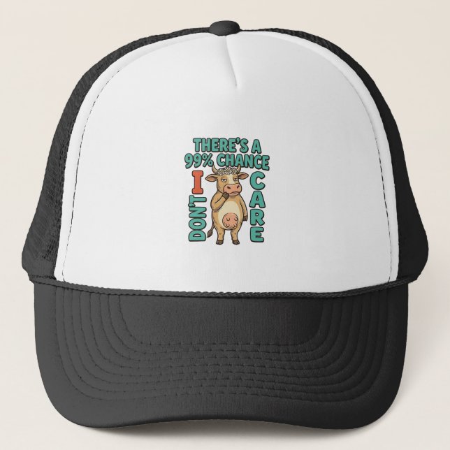 Casquette Vache drôle 99% de chance que je m'en fiche Graphi (Devant)