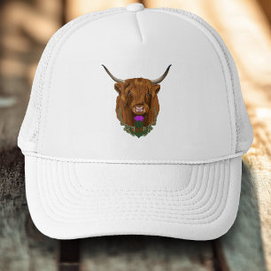Casquette Vache Écossaise des Highlands Nœud Celtique Violet