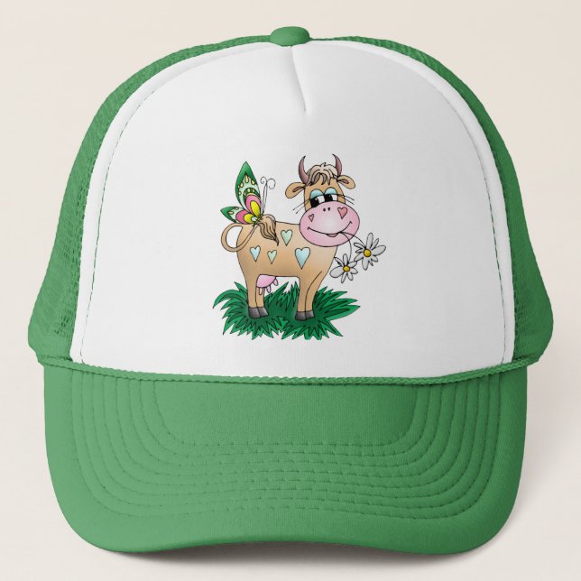 Casquette Vache et papillon mignons (Devant)