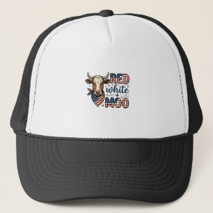 Casquette Vache Patriotique Rouge Blanc Moo Chemise 4 Juille