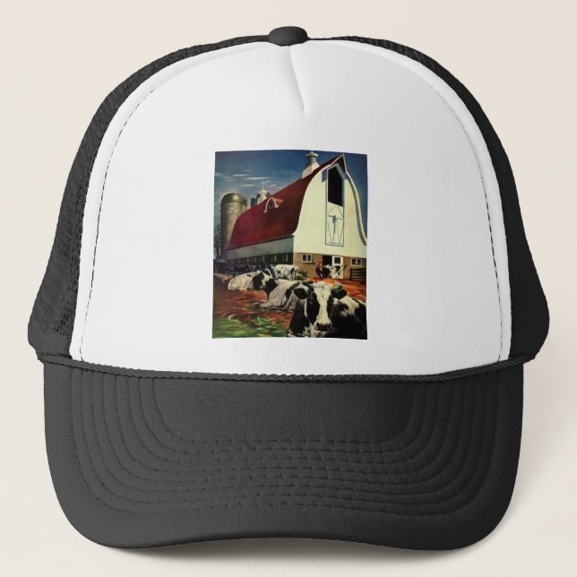 Casquette Vaches vintages de lait Holstein sur les fermes la (Devant)