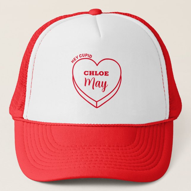 Casquette Valentines Jour Coeur Cupidé Nom personnalisé (Devant)