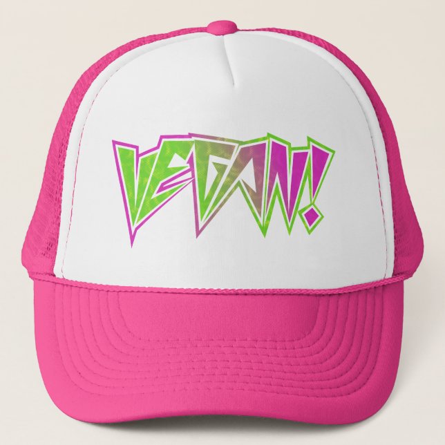Casquette Végétalien rose et vert (Devant)