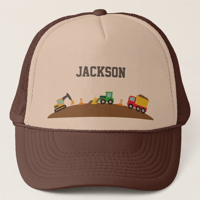 Casquette Véhicules de construction mignons pour garçons (Devant)