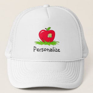 Casquette Vers dans la pomme rouge avec nom
