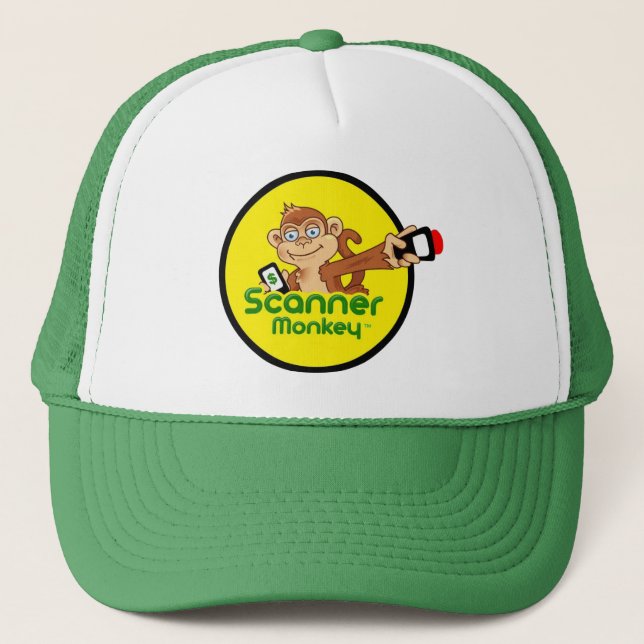 Casquette vert de camionneur de singe de scanner (Devant)