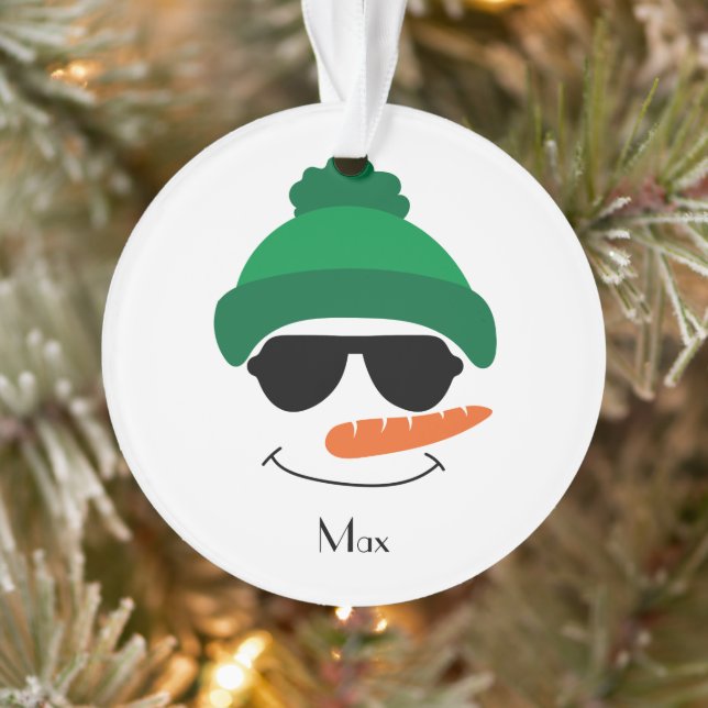 Casquette vert et lunettes de soleil Snowman Face (Arbre)