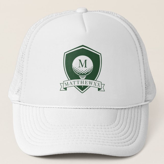 Casquette Vert foncé et blanc Monogramme initial du nom de g (Devant)