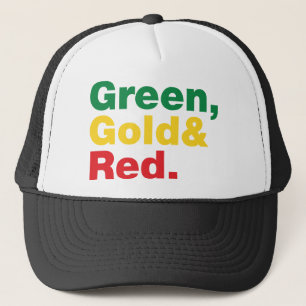 Casquette Vert, or et rouge