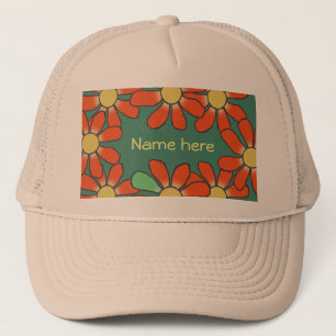Casquette Vert orange floral