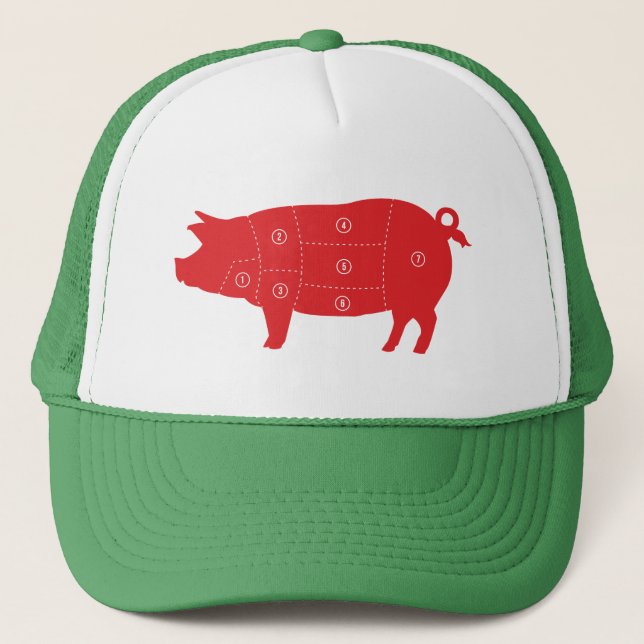 Casquette Viande de porc coupes Chef Cuisinier Porc Graphiqu (Devant)