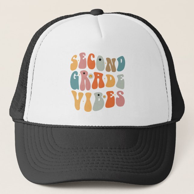 Casquette Vibes de 2e année Retour à l'école École groovy  (Devant)