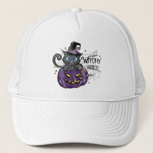 Casquette Vibes de cuisine - Chat noir sur Jack-O-Lantern vi