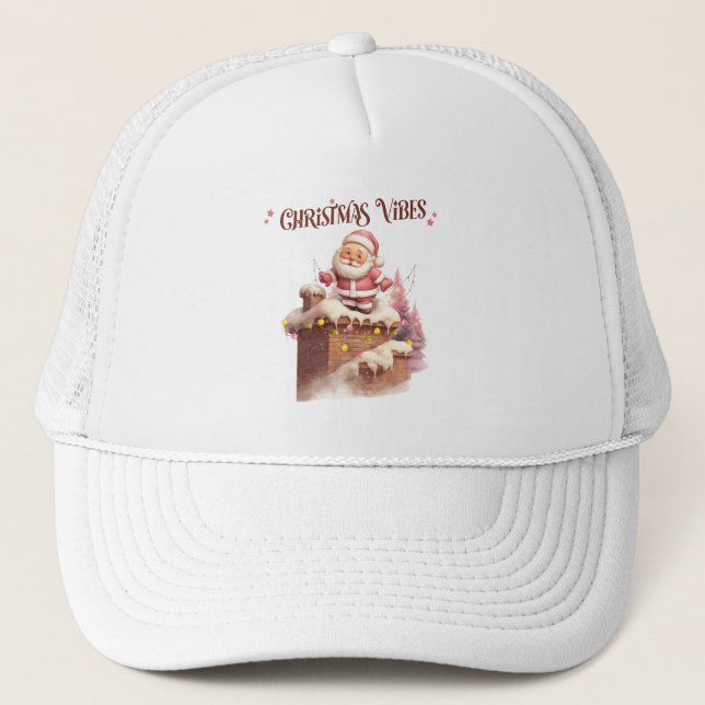 Casquette Vibes de Noël rose Père Noël (Devant)