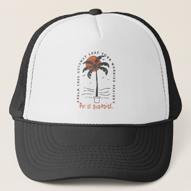 Casquette Vibes de plage Tropical Palm Tree Summer Sun Retro (Devant)
