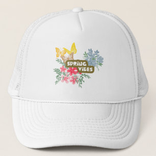 Casquette Vibes de printemps Fleurs colorées Papillons saiso