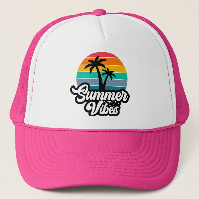 Casquette Vibes d'été avec design de palmiers (Devant)